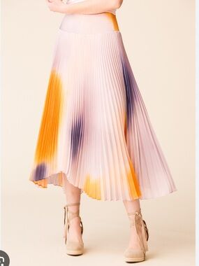 NWT A.L.C. Sonali Dip- Dyed Smocked Pleated Plisse Skirt